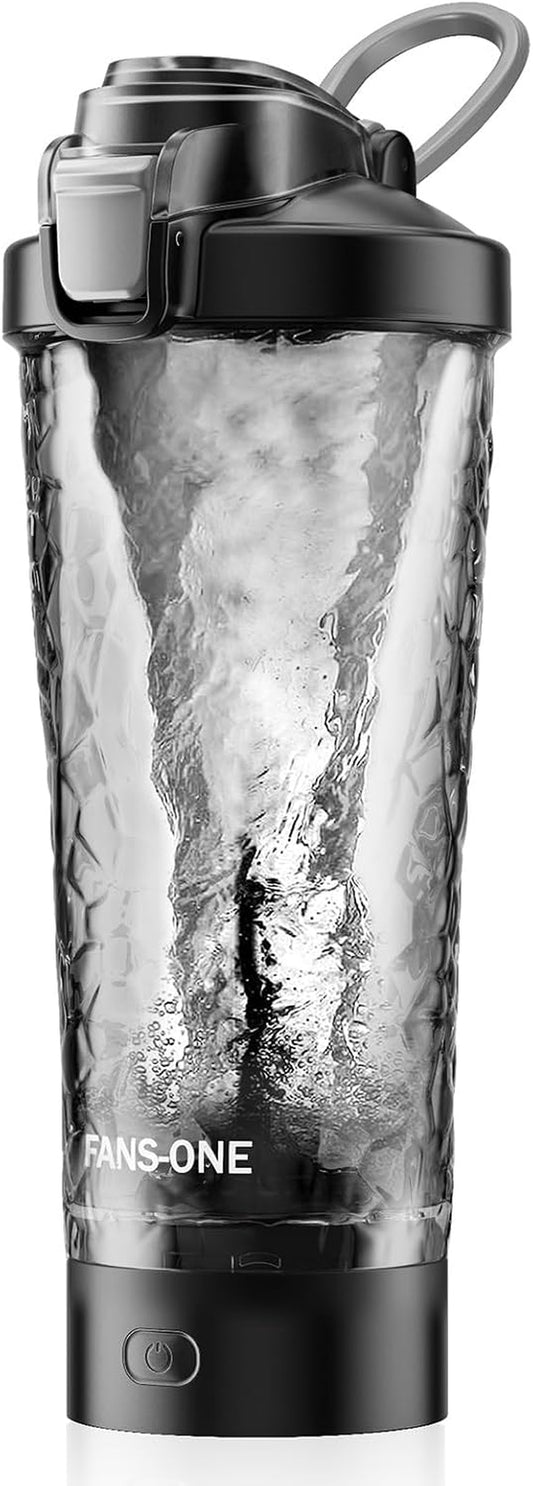 Electric Protein Shaker Bottle, 24 Oz Lockable Blender Cup, Black